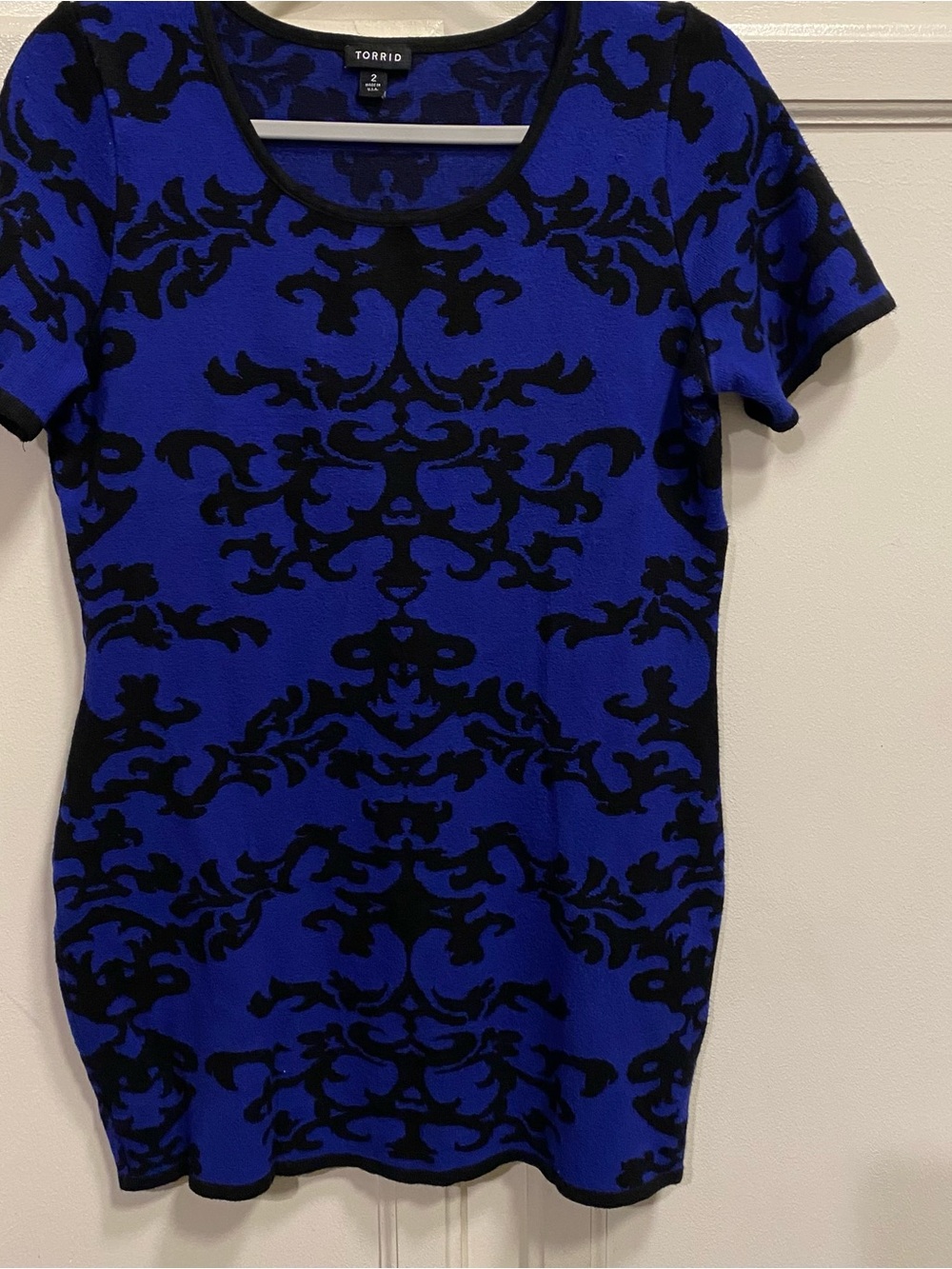 torrid Royal Blue and Black Patterned Knit Top